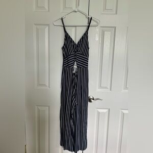 Hollister Navy and White Striped Jumpsuit